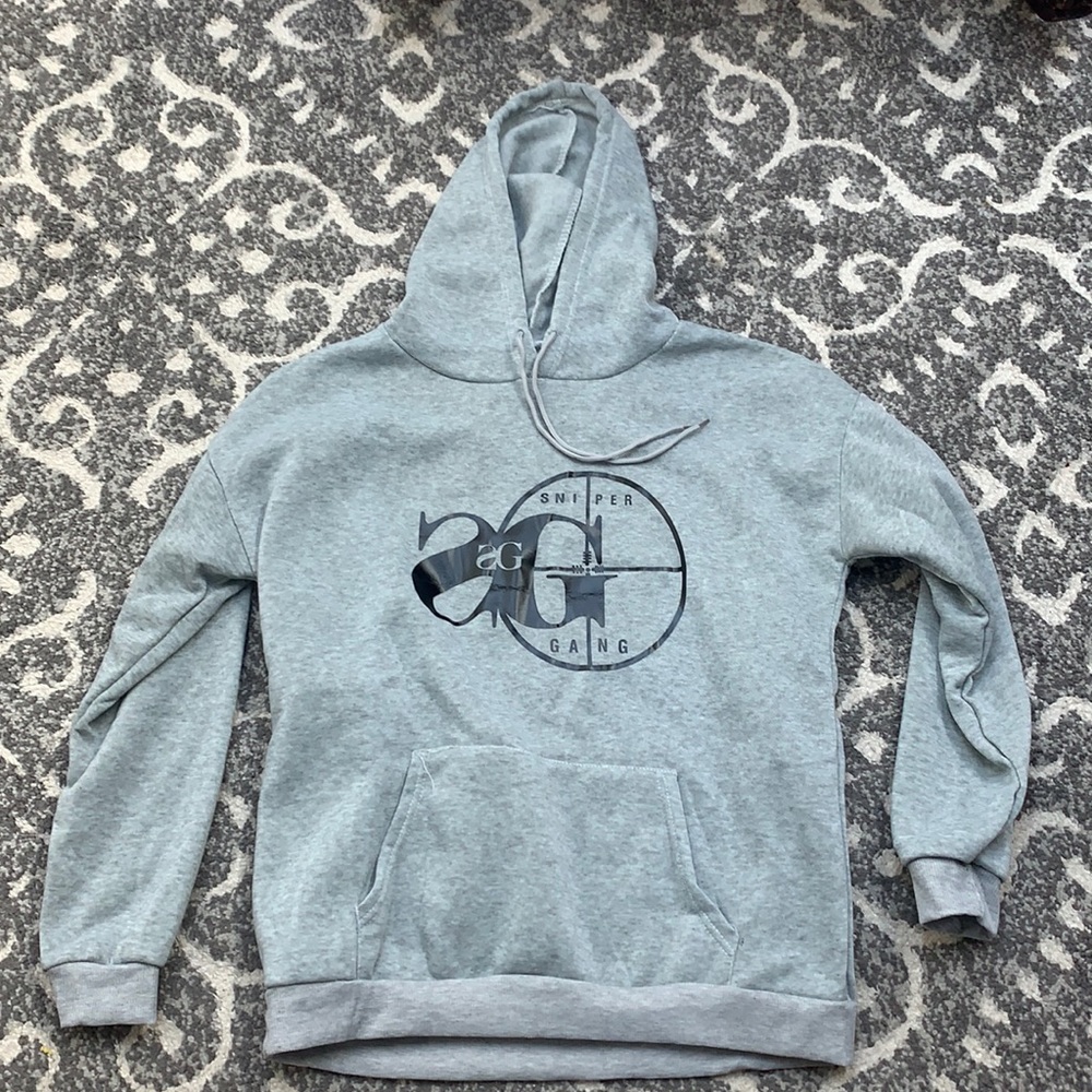 Grey size medium sniper Gang sweat hooded sweatshirt